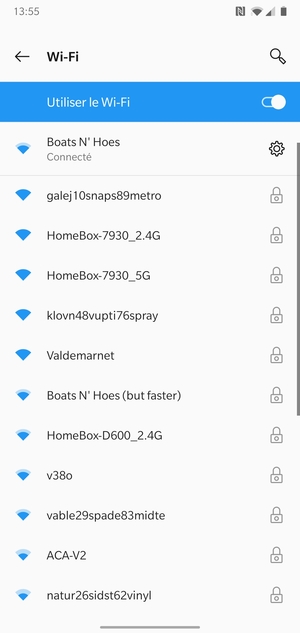 Vous êtes maintenant connecté au réseau Wi-Fi
