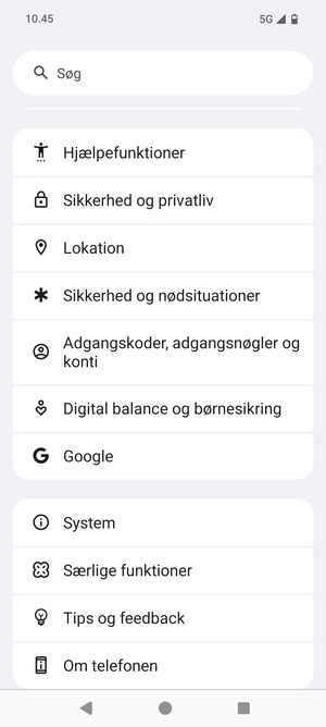 Scroll til og vælg System