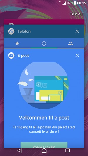 Velg TØM ALT for å lukke alle programmer som kjører