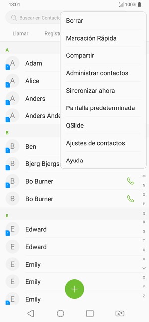 Seleccione Administrar contactos