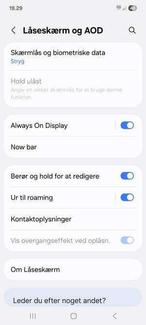 Vælg Skærmlås og biometriske data