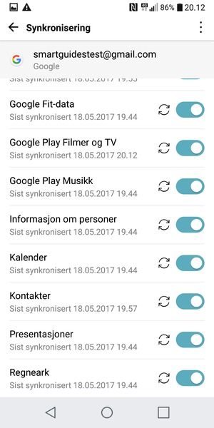 Dine kontakter fra Google vil synkroniseres til telefonen din
