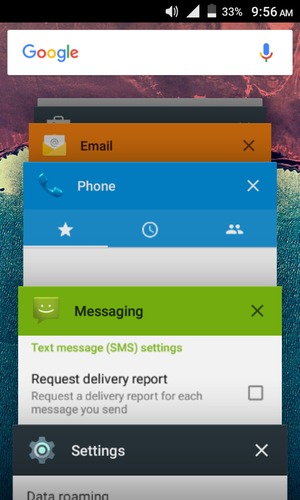 Select the X icon to close running apps