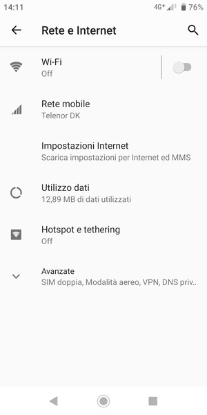 Seleziona Wi-Fi