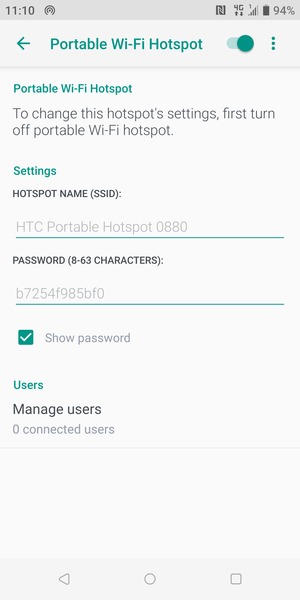 Your phone is now set up for use as a modem