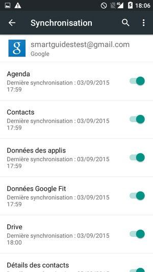 Assurez-vous que Contacts est sélectionné