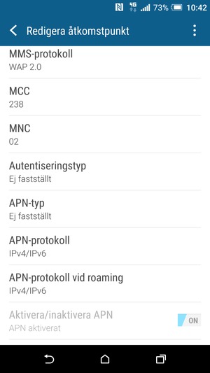 Scrolla ner och ange internetinformation