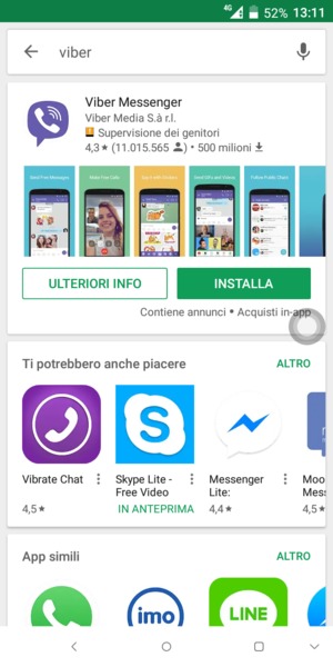 Seleziona l'applicazione