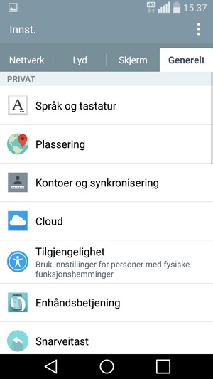 Velg Kontoer og synkronisering