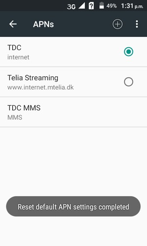 Your phone will reset to default Internet and MMS settings