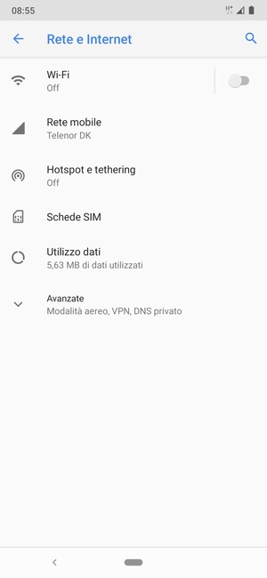 Seleziona Hotspot e tethering