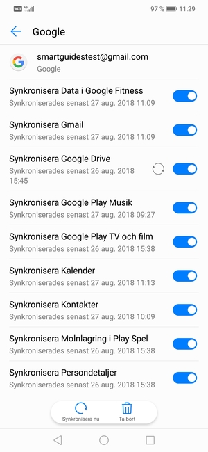 Välj Synkronisera nu