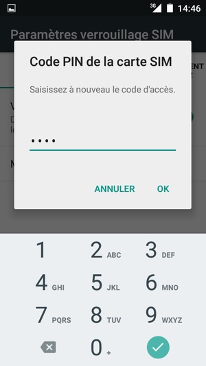 Veuillez confirmer votre nouveau code PIN de la carte SIM et sélectionner OK