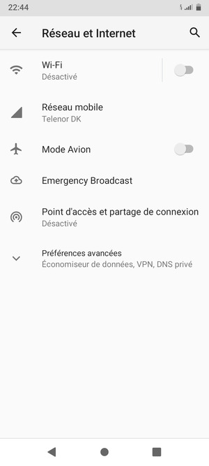Sélectionnez Réseau mobile