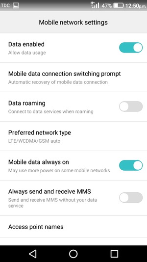 Select Access point names