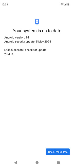 If your phone is up to date, you will see the following screen