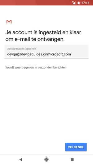 Geef uw account een naam en selecteer VOLGENDE