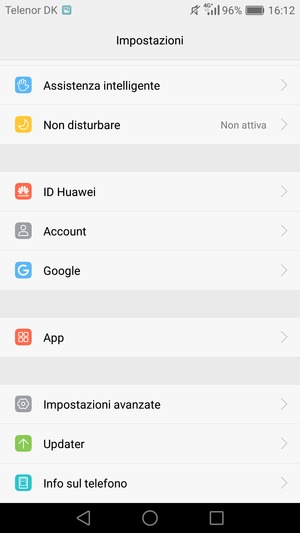 Scorri e seleziona Impostazioni avanzate
