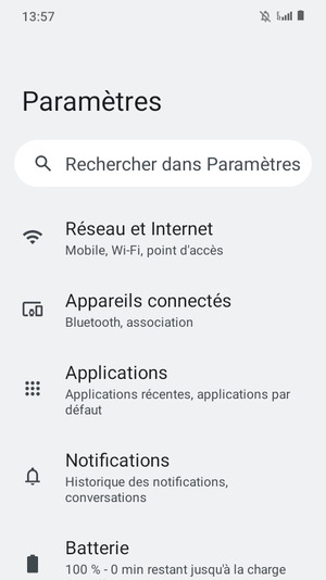 Sélectionnez Réseau et Internet