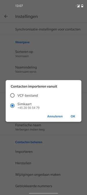 Selecteer Simkaart en OK