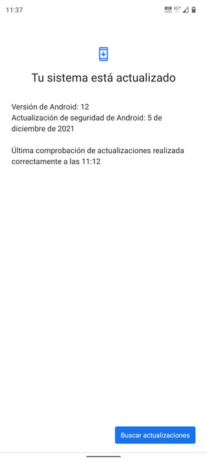 Si su teléfono está actualizado, verá la siguiente pantalla