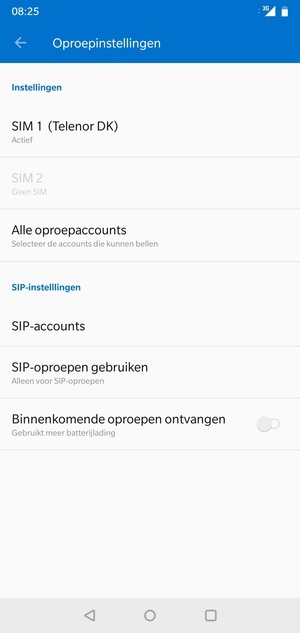 Selecteer SIM 1 of SIM 2