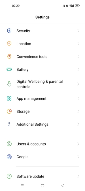 Scroll to and select Security