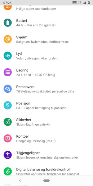 Bla til og velg Posisjon