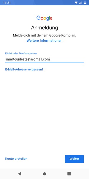 Geben Sie Ihre Gmail Adresse ein und wählen Sie Weiter