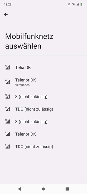 Wählen Sie einen Netzbetreiber von der Liste