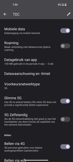 Scroll naar en selecteer Voorkeursnetwerktype