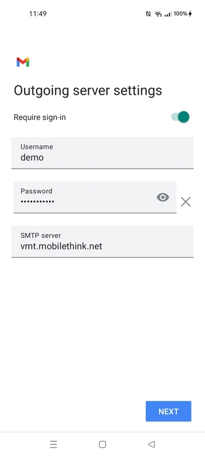 Enter  Outgoing server address