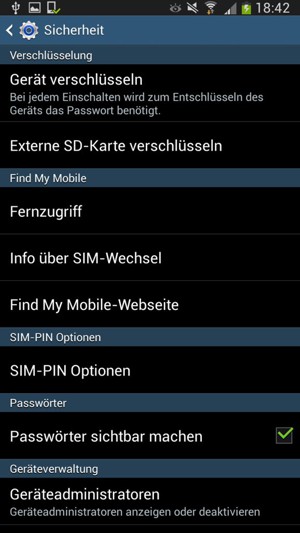 Wählen Sie SIM-PIN Optionen