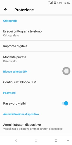 Seleziona Configuraz. blocco SIM