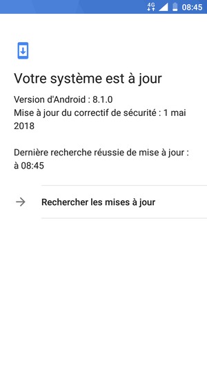 Si votre téléphone est à jour, vous verrez l'écran suivant
