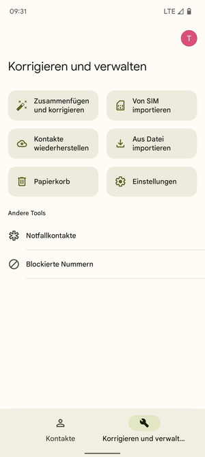 Wählen Sie Von SIM importieren