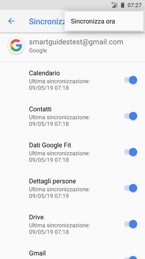 Seleziona Sincronizza ora