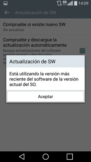 Si su teléfono está actualizado, seleccione Aceptar