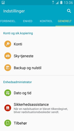 For at aktivere din skærmlås, gå til menuen Indstillinger og vælg ENHED