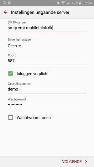 Voer Uitgaand serveradres in