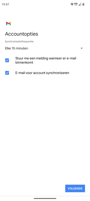 Selecteer VOLGENDE