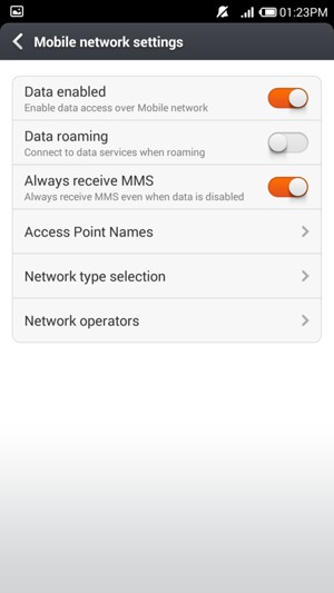 Select Network type selection
