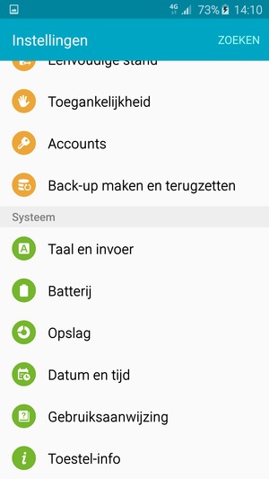 Scroll naar en selecteer Batterij
