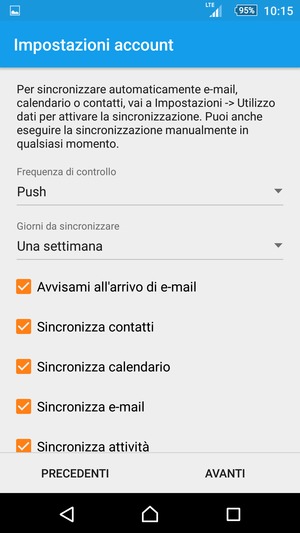 Seleziona AVANTI