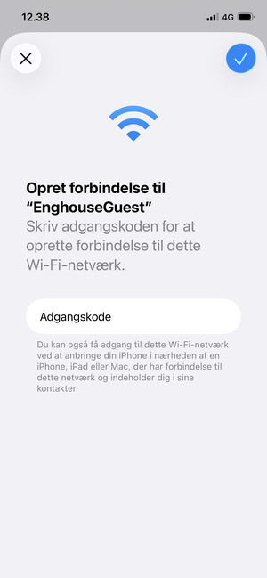 Indtast Wi-Fi adgangskoden og vælg OK