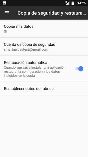 Seleccione Cuenta de copia  de seguridad