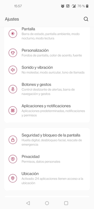 Desplácese y seleccione Seguridad y bloqueo de la pantalla