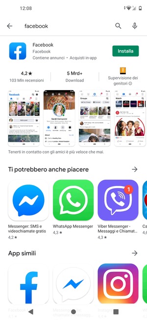 Seleziona l'applicazione