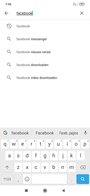 Voer de app-naam in en selecteer Zoeken