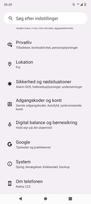Scroll til og vælg System